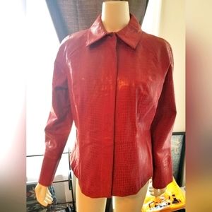 Sexy Red Croc style, thin, all Leather fitted jacket